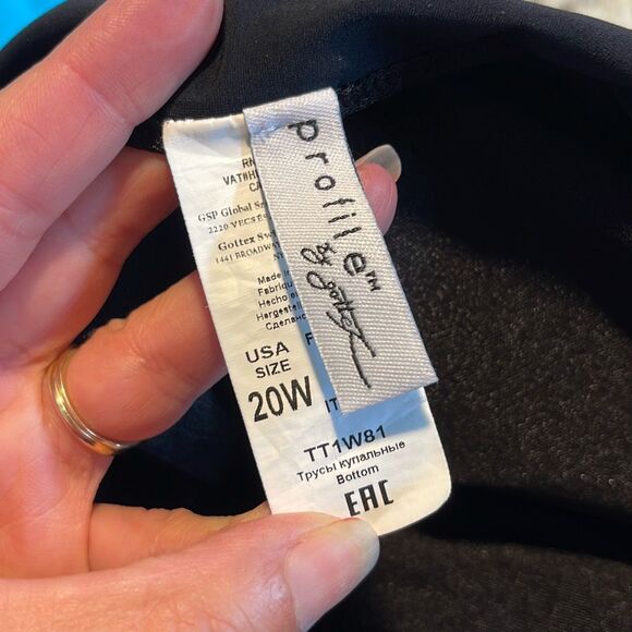 Ann Cole Lands End Profile‎ Womens Set of 3 Bikini Bottom Black Blue Size 20W - Picture 3 of 8